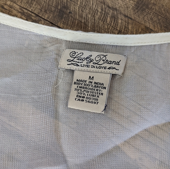 Lucky Brand, Ivory and Gold Bohemian Top, M - Picture 6 of 6